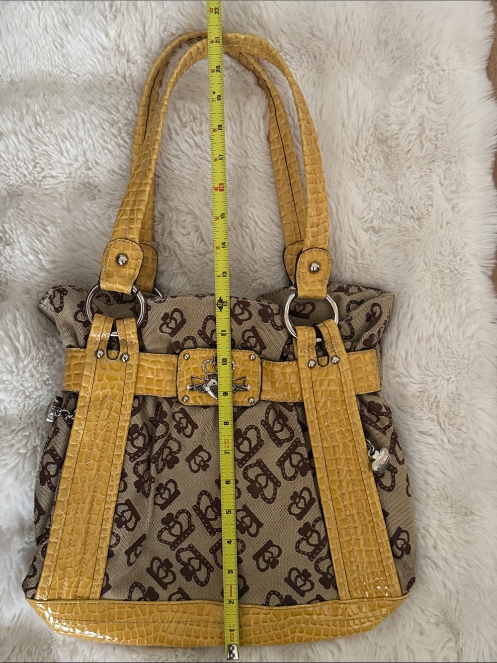 Yellow and Brown kathy Van Zeeland Tote Bag y2k like new vintage - Picture 9 of 13